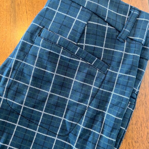 Betabrand Blue Plaid Zip Up Button Closure Pants - Picture 3 of 5